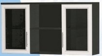 Антресоль большая с двумя стеклодверями ДЛЯ ГОСТИНОЙ АБС-2 Венге/Дуб выбеленный в Игарке - igarka.mebel54.com | фото