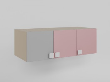 Антресоль на шкаф 3-х створчатый (Розовый/Серый/корпус Клен) в Игарке - igarka.mebel54.com | фото