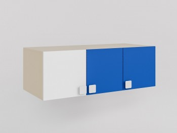 Антресоль на шкаф 3-х створчатый Скай люкс (Синий/Белый/корпус Клен) в Игарке - igarka.mebel54.com | фото