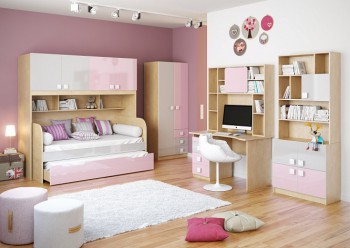Детская комната Грэйси (Розовый/Серый/корпус Клен) в Игарке - igarka.mebel54.com | фото