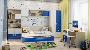 Детская комната Скай Люкс (Синий/Белый/корпус Клен) в Игарке - igarka.mebel54.com | фото