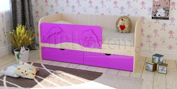 Друзья Кровать детская 2 ящика 1.6 Фиолетовый глянец в Игарке - igarka.mebel54.com | фото