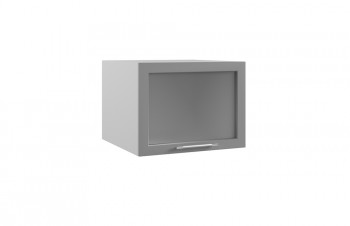 Гарда ГВПГС 600 шкаф верхний горизонтальный глубокий со стеклом высокий (Белый Эмалит/корпус Серый) в Игарке - igarka.mebel54.com | фото