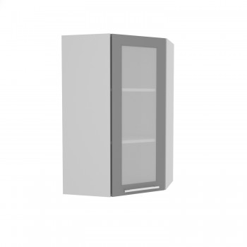 Гарда ВПУС 550 шкаф верхний угловой со стеклом высокий (Белый Эмалит/корпус Серый) в Игарке - igarka.mebel54.com | фото