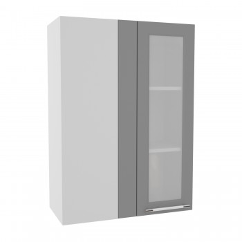 Гарда ВПУС 650 шкаф верхний угловой со стеклом высокий (Белый Эмалит/корпус Серый) в Игарке - igarka.mebel54.com | фото