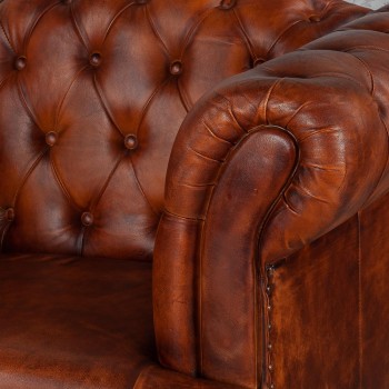 Кресло кожаное Лофт Честер-Нью (Коричневый, Рыжий) в Игарке - igarka.mebel54.com | фото