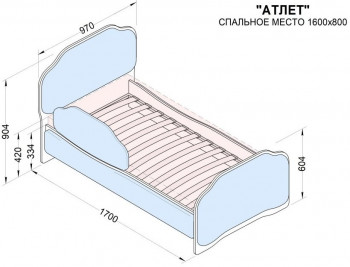 Кровать 160 Атлет 29 Синий (мягкий бортик) в Игарке - igarka.mebel54.com | фото