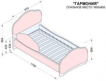 Кровать 160 Гармония 18 Бордовый (мягкий бортик) в Игарке - igarka.mebel54.com | фото