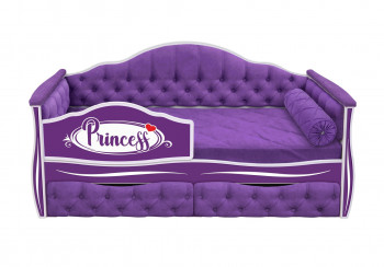 Кровать 160 серии Иллюзия 2 ящика 32 Фиолетовый (мягкие боковые накладки/подушка валик) в Игарке - igarka.mebel54.com | фото