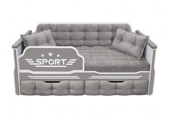 Кровать 160 серии Спорт 2 ящика 45 Серый (подушки) в Игарке - igarka.mebel54.com | фото