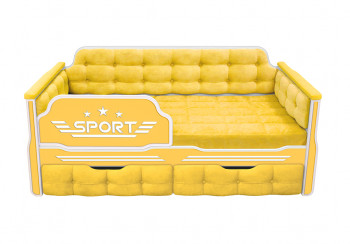 Кровать 160 серии Спорт 2 ящика 74 Жёлтый (мягкие боковые накладки) в Игарке - igarka.mebel54.com | фото
