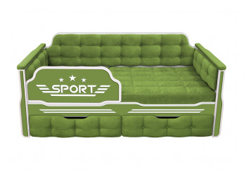 Кровать 160 серии Спорт 2 ящика 76 Зелёный (мягкие боковые накладки) в Игарке - igarka.mebel54.com | фото