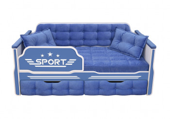 Кровать 160 серии Спорт 2 ящика 85 Синий (подушки) в Игарке - igarka.mebel54.com | фото