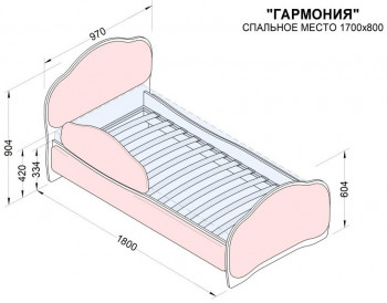Кровать 170 Гармония 18 Бордовый (мягкий бортик) в Игарке - igarka.mebel54.com | фото