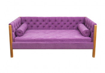 Кровать 180 серии Леди  32 Фиолетовый (подушка валик) в Игарке - igarka.mebel54.com | фото