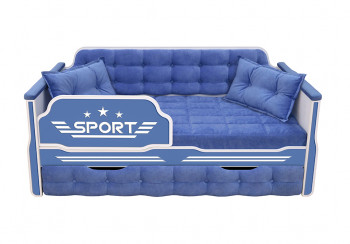 Кровать 180 серии Спорт 1 ящик 85 Синий (подушки) в Игарке - igarka.mebel54.com | фото