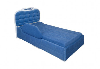Кровать 190 Атлет Lux 29 Синий (мягкий бортик) в Игарке - igarka.mebel54.com | фото