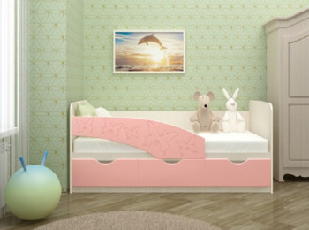 Кровать Бабочки 1,6м (Розовый металлик) в Игарке - igarka.mebel54.com | фото