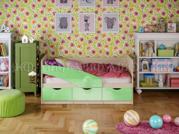 Кровать Бабочки 1,6м (Салатовый металлик) в Игарке - igarka.mebel54.com | фото