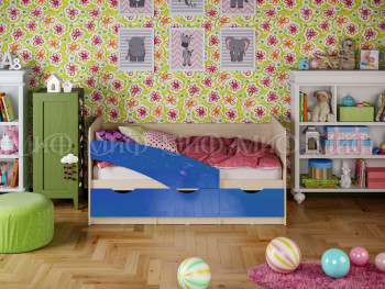 Кровать Бабочки 1,6м (Синий металлик) в Игарке - igarka.mebel54.com | фото