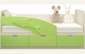 Кровать детская 1,6м Дельфин (Салатовый металлик) в Игарке - igarka.mebel54.com | фото