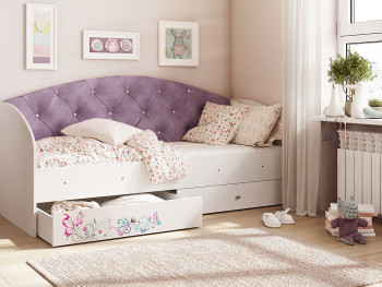 Кровать детская Эльза Белый/Фиолетовый в Игарке - igarka.mebel54.com | фото
