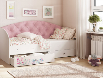 Кровать детская Эльза Белый/Розовый в Игарке - igarka.mebel54.com | фото