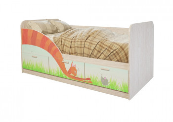 Кровать детская Минима Лего 1,86м с ящиками (дуб атланта/лиловый сад) в Игарке - igarka.mebel54.com | фото