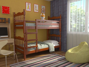 Кровать двухъярусная Соня из массива сосны 800*1890 Орех в Игарке - igarka.mebel54.com | фото