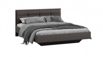 Кровать «Элис» c мягкой обивкой тип 1 Экокожа/Темно-коричневый/1400 в Игарке - igarka.mebel54.com | фото