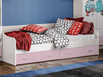 Кровать Fashion-1 Вега 0,9 м (Белый/Розовый) в Игарке - igarka.mebel54.com | фото