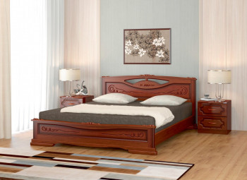 Кровать Карина-7 из массива сосны 1400*2000 Орех в Игарке - igarka.mebel54.com | фото