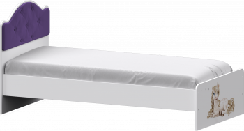 Кровать Каспер с мягкой спинкой и фотопечатью (800х2000)Белый/Фиолетовый в Игарке - igarka.mebel54.com | фото