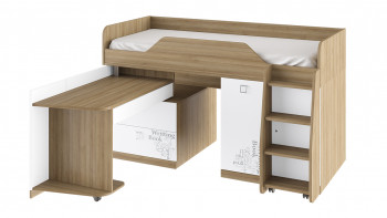 Кровать комбинированная «Оксфорд» (Ривьера/Белый с рисунком) в Игарке - igarka.mebel54.com | фото
