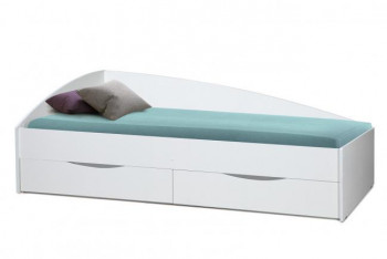 Кровать одинарная "Фея - 3" (асимметричная) (2000х900) New/(белый / белый / ДВПО белый) в Игарке - igarka.mebel54.com | фото