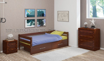 Кровать одинарная ГЛОРИЯ из массива сосны  900*2000 (Орех) в Игарке - igarka.mebel54.com | фото