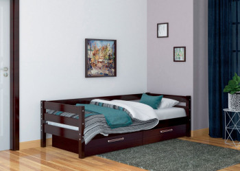 Кровать одинарная ГЛОРИЯ из массива сосны  900*2000 (Орех Тёмный) в Игарке - igarka.mebel54.com | фото