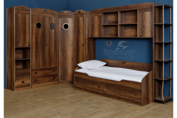 Кровать с 2-мя ящиками «Навигатор» (Дуб Каньон) в Игарке - igarka.mebel54.com | фото
