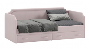 Кровать с мягкой обивкой и ящиками «Кантри» Тип 1 (900) (Велюр пудровый) в Игарке - igarka.mebel54.com | фото