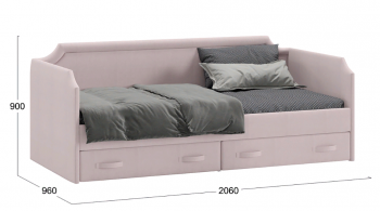 Кровать с мягкой обивкой и ящиками «Кантри» Тип 1 (900) (Велюр пудровый) в Игарке - igarka.mebel54.com | фото
