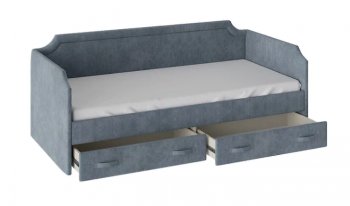 Кровать с мягкой обивкой и ящиками «Кантри» Тип 1 (900) (Замша синяя) в Игарке - igarka.mebel54.com | фото