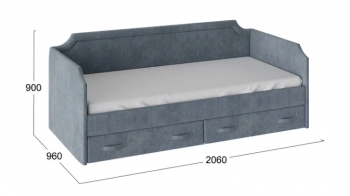 Кровать с мягкой обивкой и ящиками «Кантри» Тип 1 (900) (Замша синяя) в Игарке - igarka.mebel54.com | фото