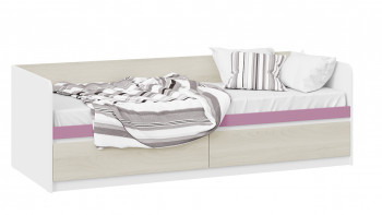 Кровать «Сканди» с 2 ящиками Дуб Гарден/Белый/Лиловый в Игарке - igarka.mebel54.com | фото