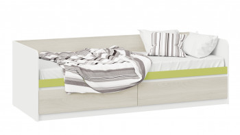 Кровать «Сканди» с 2 ящиками Дуб Гарден/Белый/Зеленый в Игарке - igarka.mebel54.com | фото