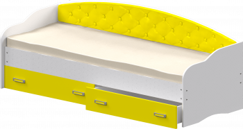 Кровать Софа-7 с мягкой спинкой (800х1900) Белый/Желтый в Игарке - igarka.mebel54.com | фото
