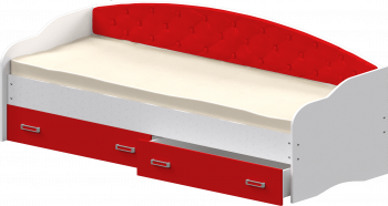 Кровать Софа-7 с мягкой спинкой (800х1900) Белый/Красный в Игарке - igarka.mebel54.com | фото