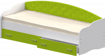 Кровать Софа-7 с мягкой спинкой (800х1900) Белый/Лайм в Игарке - igarka.mebel54.com | фото