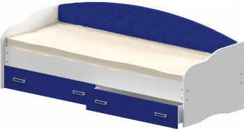 Кровать Софа-7 с мягкой спинкой (800х1900) Белый/Синий в Игарке - igarka.mebel54.com | фото
