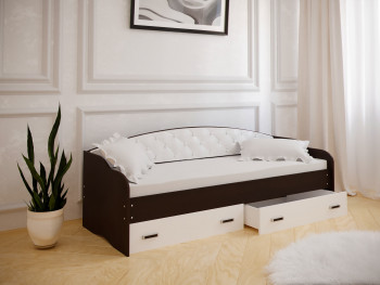 Кровать Софа-7 с мягкой спинкой (800х1900) Венге/ Белый в Игарке - igarka.mebel54.com | фото