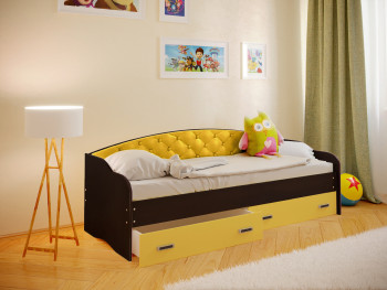 Кровать Софа-7 с мягкой спинкой (800х1900) Венге/Желтый в Игарке - igarka.mebel54.com | фото
